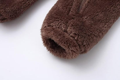 CAHL&FAUO Newborn Snowsuit Baby Cartoon Bear Onesie Warm Fleece Hooded Romper Jumpsuit