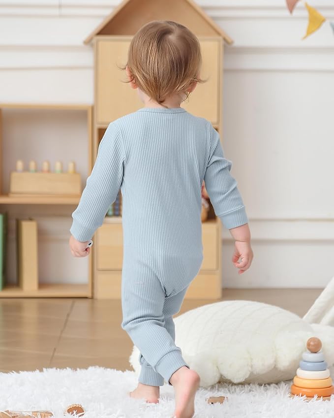 Bafeicao Baby Boy Girl 2/3 Pack Solid Romper Ribbed Short/Long Sleeve Bodysuit Jumpsuit Infant Knitted Outfits Clothes