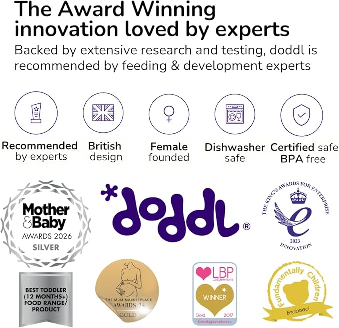 doddl Baby First Utensil Feeding Set (6–12 Months) – Baby Cutlery + 2-in-1 Suction/Non-Slip Bowl + Easy-Clean Placemat – BLW Weaning Kit Dusky Rose