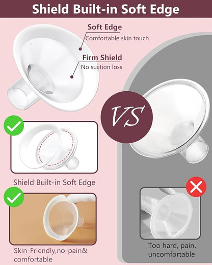 4pc 30mm Oval Flanges Shields Built-in Soft Edges Compatible with Medela/Lansionh Pumps, Replacement Parts for Pump in Style, Symphony, Swing Maxi, Harmony and Personalfit Flex Connector