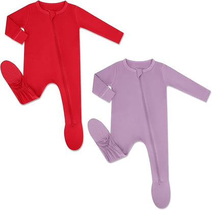HAPIU Rayon from Bamboo Baby Footed Pajamas, 2 Way Zipper YKK, Footie for Baby Boy Girls, Newborn-24 Months