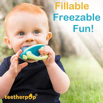 Teetherpop Fillable Silicone Teether for Babies – Cooling Teething Relief - Breastmilk Popsicle Molds for Teething with Spill-Proof Sippy Slits – Pureed Baby Fruit Feeder (FuchsiaPink)