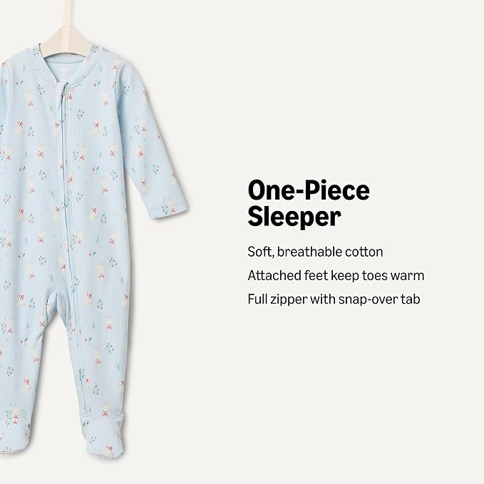 Amazon Essentials x Sofia Grainge Unisex Babies' Cotton Footed Sleep and Play Bodysuit, Pack of 2