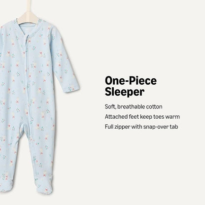 Amazon Essentials x Sofia Grainge Unisex Babies' Cotton Footed Sleep and Play Bodysuit, Pack of 2