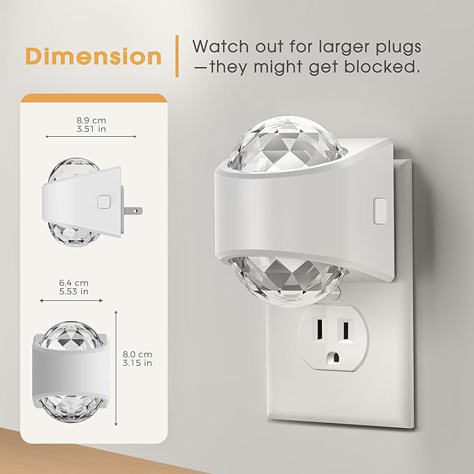 Briignite Night Light, Night Lights Plug into Wall, LED Projector Night Light, Soft White for Bedroom, Dimmable Brightness Dusk to Dawn Nightlight for Kids, Nursery, Bathroom, Home Decor, Gaming Room