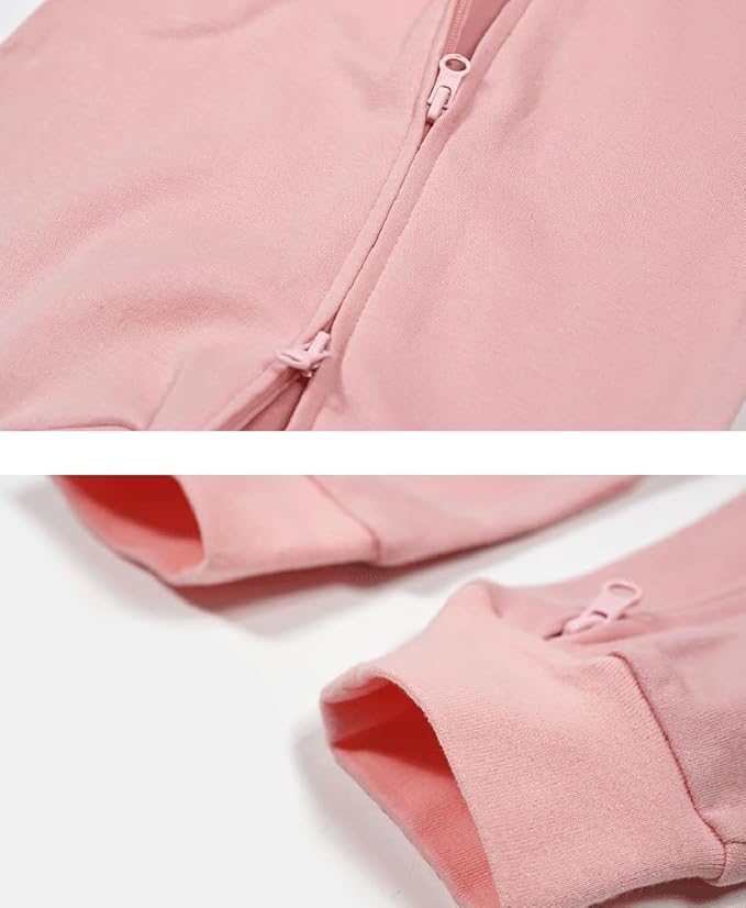 Teach Leanbh Baby 2-Pack 100% Cotton Romper Jumpsuits Two Way Zipper Long Sleeve Footless Sleep and Play