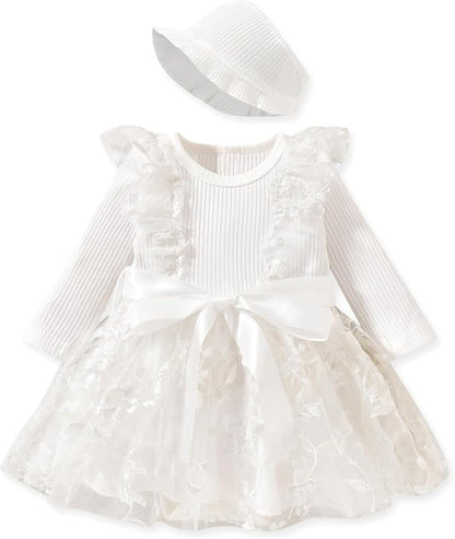 Aalizzwell Infant Newborn Girls Long Sleeve Bodysuit Dress