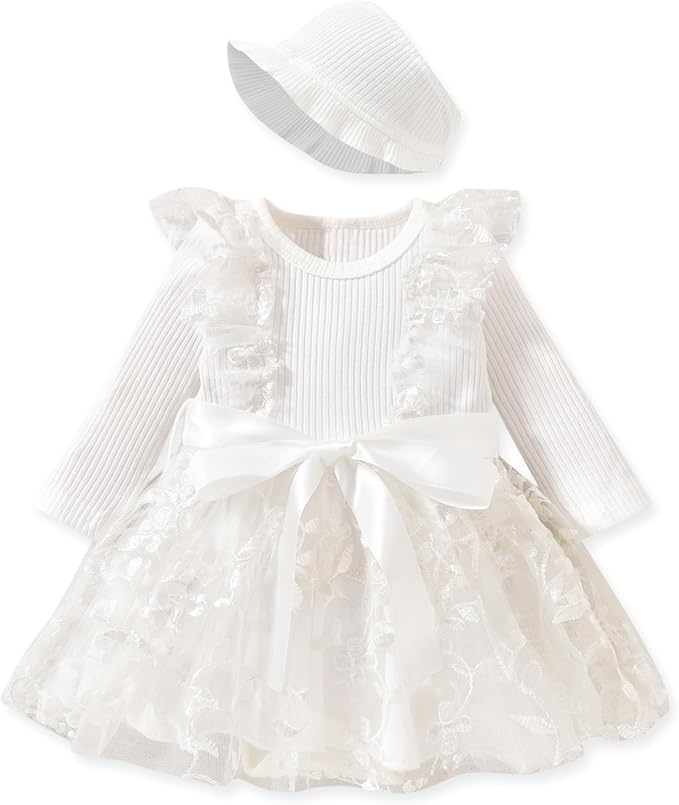 Aalizzwell Infant Newborn Girls Long Sleeve Bodysuit Dress