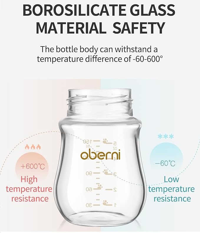 Glass Baby Bottles,Anti Colic Breastfeeding Bottle with Natural Response Nipple Size S,Wide Neck Slow Flow Baby Bottle for Baby,Newborn,Preemie 0-3 0-6 Month,BPA Free (Pink, 1 Pack, 5 Ounce)