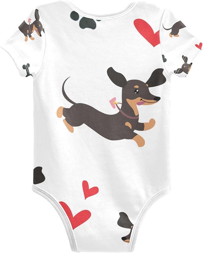 vvfelixl Dachshund Dog Baby Clothes for Boy Girl,Baby One-Piece Bodysuit for 0-24 Months,Short Sleeve