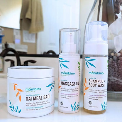 Mambino Organics Massage Baby Oil, Body Oil for After Shower, Egyptian Calendula, Chamomile & Lavender Infused, Gentle for Baby & Kids, 5 fl oz, 3-Pack