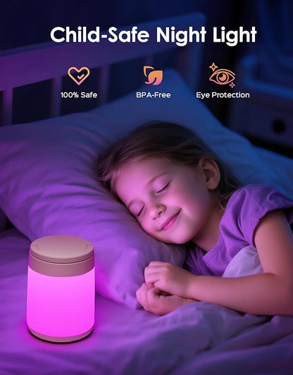 One Fire Night Light for Kids Night Light,10 Colors+8 Dimmable Baby Night Lights for Nursery Lamp,Portable+Remote+Touch Nightlight for Kids Room,1800mAh Tap Light Rechargeable Night Light Cream White