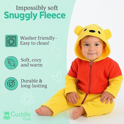 Cuddle Club Fleece Baby Bunting Bodysuit with Hood, Convertible Mittens & Booties, Car Seat Friendly, Soft & Warm, Easy Zip