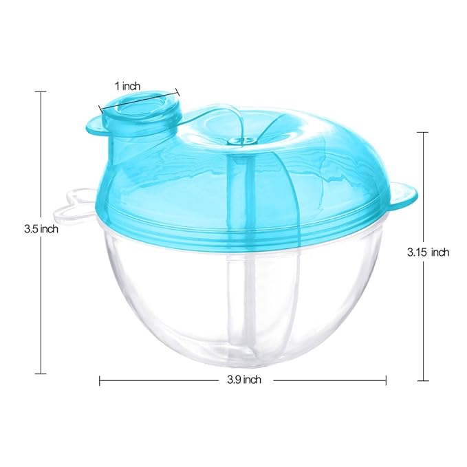 Accmor Baby Formula Dispenser for On-The-Go Feedings, Three-Compartment Non-Spill Formula Container to Go, Snack Milk Powder Dispenser for Traveling with Infant Toddler, Blue, 2 Pack