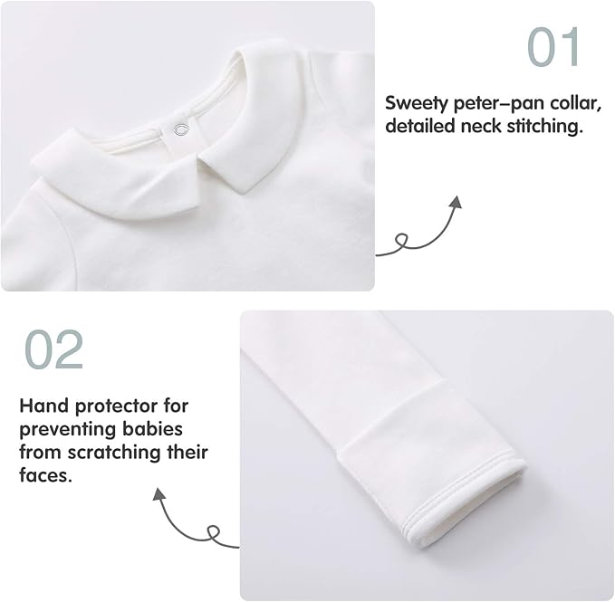 pureborn Baby Romper Bodysuits 2-Pack Unisex Soft Cotton One-Piece Outfit for Infant Boys Girls 0-24 Months