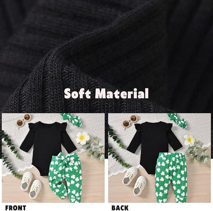 Aalizzwell Preemie Newborn Infant Baby Girls Clothes Ribbed Romper Bodysuit Pants Set Fall Winter Outfits