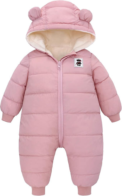 LAT Baby Snowsuit Winter -Super Warm New Born baby girls Jacket Hoodie Romper -Unisex Coat Toddler Clothes