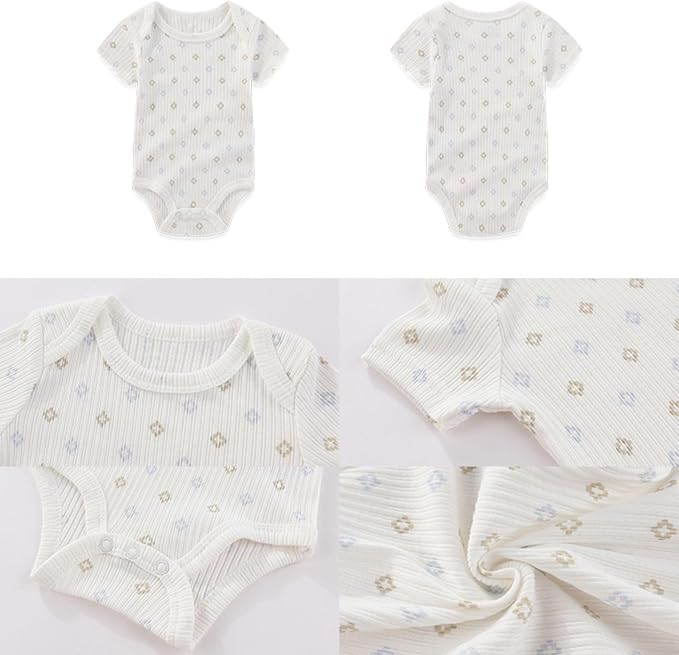 Four Seasons Baby Boy Girl Bodysuits 5-Pack Cotton Comfort Short Sleeve Baby Clothes Soft Infant Outfits