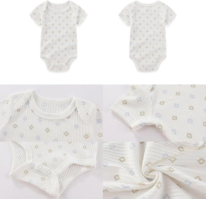 Four Seasons Baby Boy Girl Bodysuits 5-Pack Cotton Comfort Short Sleeve Baby Clothes Soft Infant Outfits