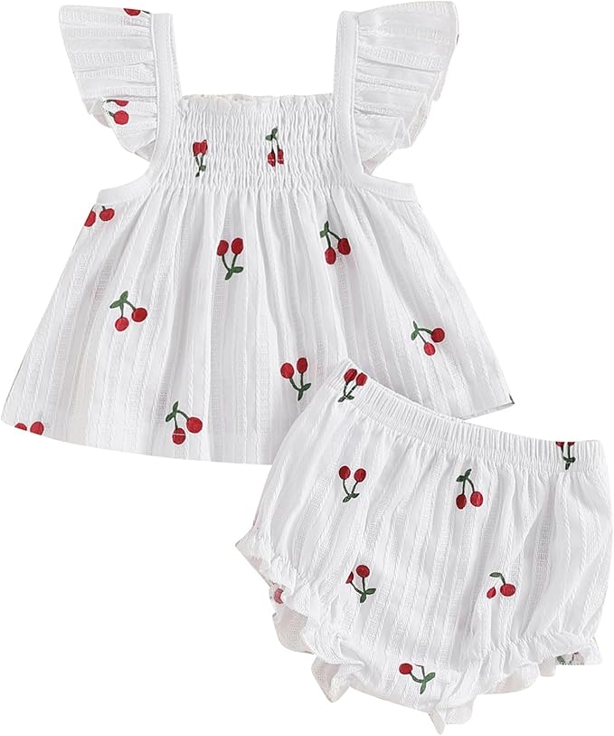 Mubineo Baby Girl Summer Clothes Cute Ruffle Tops Dress Shorts Outfits Set Infant Toddler Shrit Bloomers Princess Outfit