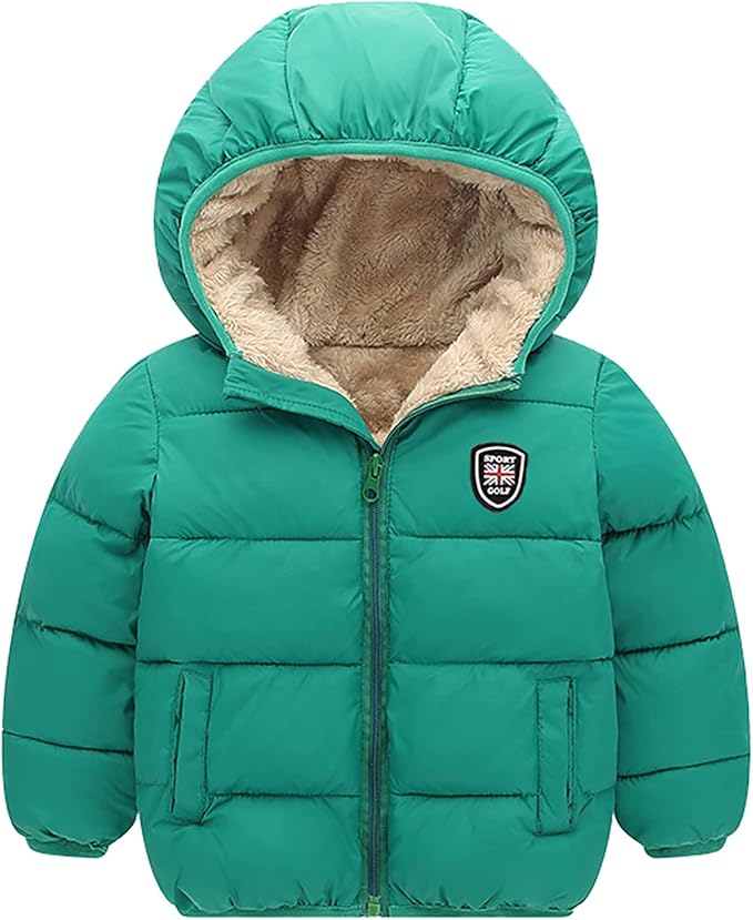 Happy Cherry Kids Boy's Girls Winter Coat Fleece Lined Thick Down Coats Puffy Jackets with Hood