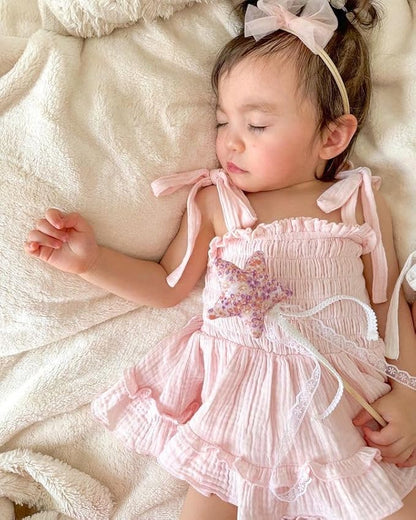 Newborn Baby Girl Bodysuit Sleeveless Halter Frill Romper One-piece Jumpsuit with Headband Summer Clothes Set