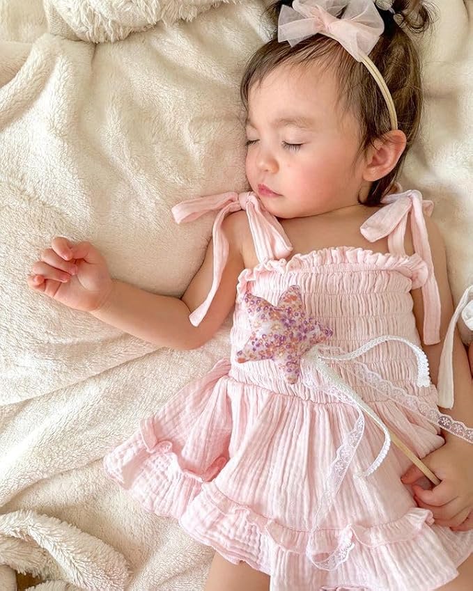 Newborn Baby Girl Bodysuit Sleeveless Halter Frill Romper One-piece Jumpsuit with Headband Summer Clothes Set