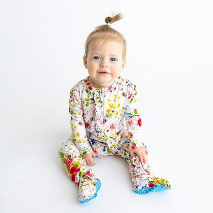 Ruffled Zippered Vintage Pink Rose One Piece