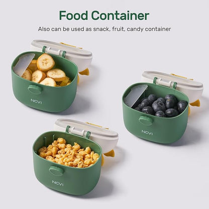 NCVI Baby Formula Dispenser On The Go, Formula Container To Go, Formula Holder for Travel, Outdoor Picnic with Baby Infant, Portable Container for Milk Powder, Snacks, Candy, Fruits (Green)