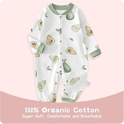 100% Organic Cotton Soft 3-24 Months Unisex Footless Newborn Baby Sleepers Pajamas Romper Boys Girls Long Sleeve