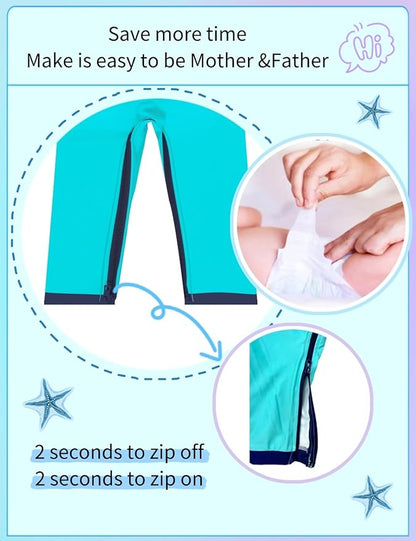 weVSwe Baby Toddler UPF 50+ Sun Protection Rash Guard Long Sleeve Swimsuit with Crotch Zipper