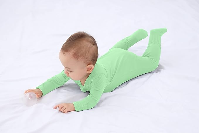Baby Boy Footed Pajamas with Mittens,Rayon Made from Bamboo Sleepers, 2 Way Zipper Long Sleeve Pjs