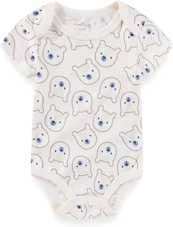 Baby Boy Girl Bodysuit 5 Pack Cotton Short Sleeve Romper Soft Baby Clothes Outfit 0-12 Month