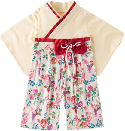 Baby Girl Kimono Romper Japanese Costumes Hakama Coverall Infant Samurai Outfits