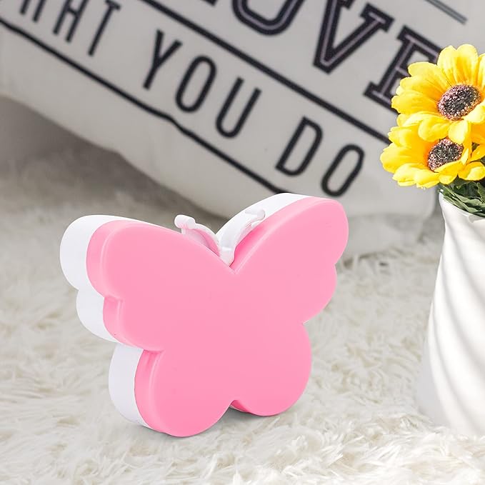 2pcs Butterfly LED Plug in Night Light for Kids, Night Light Lamp Plug into Wall with Smart Dusk to Dawn Sensor, Idea for Baby Room, Bedroom, Bathroom, Hallway, Stairs, Kitchen(Pink Light)