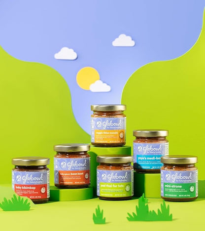 Globowl Variety 6 Pack – Organic Baby Food with International Flavors, Recyclable Packaging & Nutrient‑Rich Meals for Toddlers and Babies