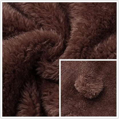 CAHL&FAUO Newborn Snowsuit Baby Cartoon Bear Onesie Warm Fleece Hooded Romper Jumpsuit