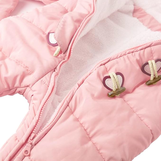 Baby Winter Snowsuit Warm Hooded Coat Onesie Romper Jumpsuit with Footed Gloves for Boys Girls 3-24 Months