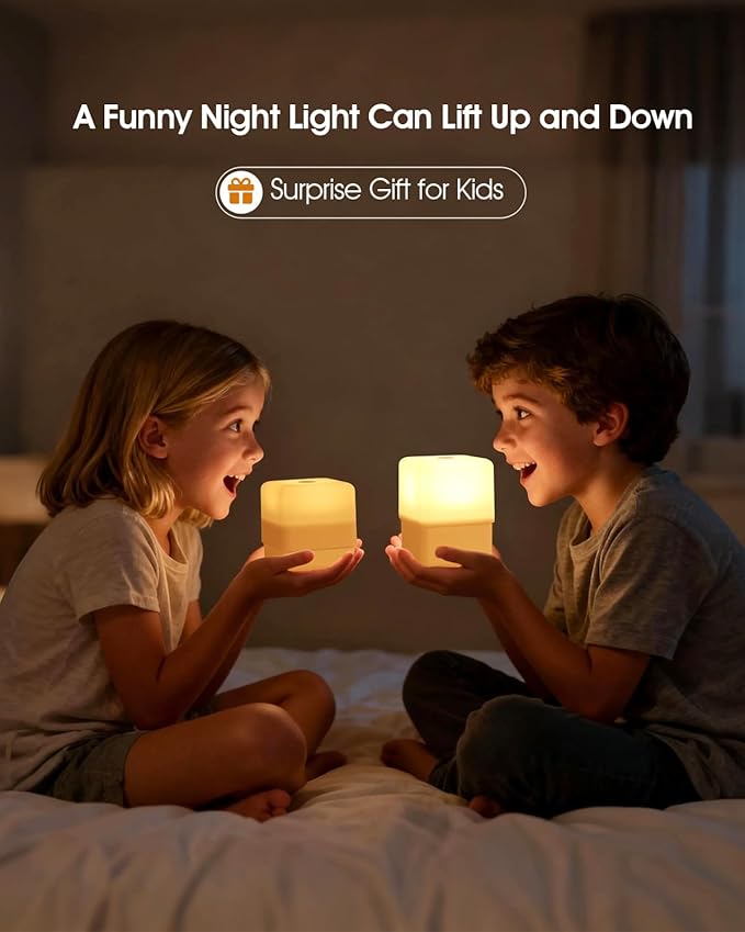 JJ&RY Cool Lift Touch Lamps for Nightstand, Cordless Warm Night Light for Baby Nursery/Sleep Aid, Dimmable/2600K Amber/2000mAh Rechargeable, Small Bedside Nightlight for Kids and Adults' Bedroom