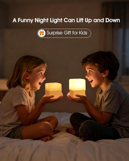 JJ&RY Cool Lift Touch Lamps for Nightstand, Cordless Warm Night Light for Baby Nursery/Sleep Aid, Dimmable/2600K Amber/2000mAh Rechargeable, Small Bedside Nightlight for Kids and Adults' Bedroom