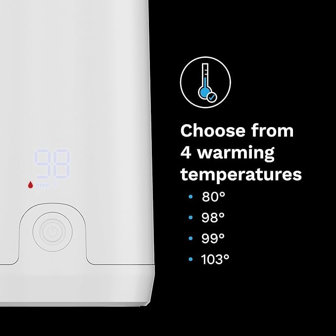 Baby Brezza Portable Warmer – 3X Faster Baby Bottle Warming - Travel Breastmilk and Formula Warmer - Safe, Even Heating - Up to 9oz - No Adapters, White