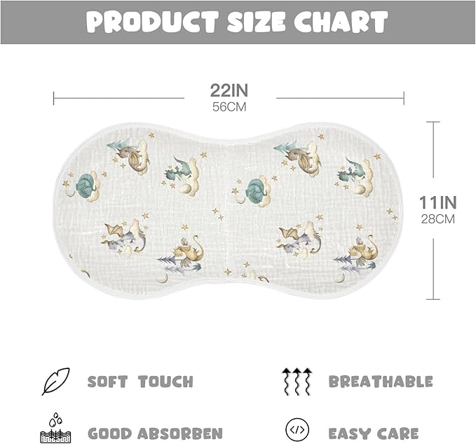 Vvfelixl Baby Burp Cloths Dragon Newborn Cotton Burping Set Washcloths 4 Pack
