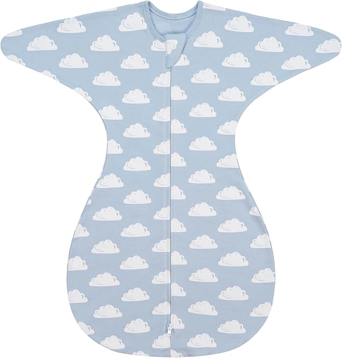 ZIGJOY Baby Transitional Swaddles for Newborns: 0.5 Tog Arms Up Sleep Sack 3-6-12 Months Soft Cotton Shark Fin 2 Way Zipper