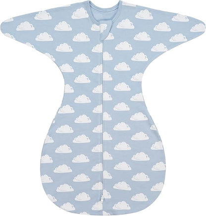 ZIGJOY Baby Transitional Swaddles for Newborns: 0.5 Tog Arms Up Sleep Sack 3-6-12 Months Soft Cotton Shark Fin 2 Way Zipper