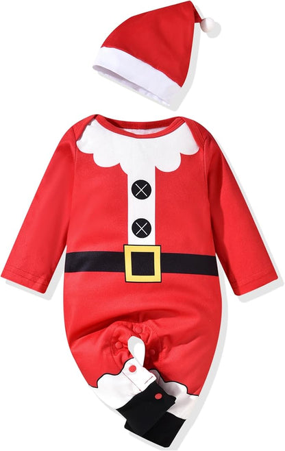 Aalizzwell Infant Baby Boys Girls First Christmas Outfit Xmas Romper Elf Santa Clothes