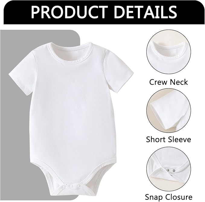 ROMPERINBOX Baby Girl Short Sleeve Onsies, 3 Pack Multi Colors Baby Bodysuit, Knitted Solid, Crew Neck 0-24 Months