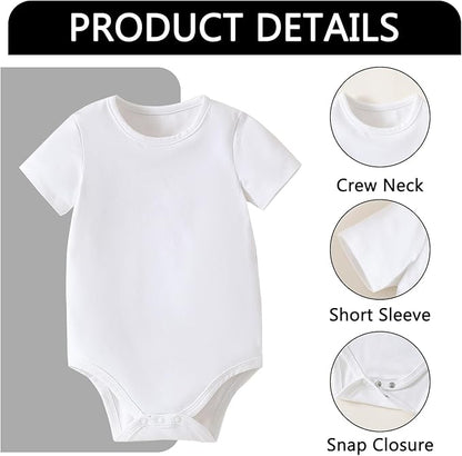 ROMPERINBOX Baby Girl Short Sleeve Onsies, 3 Pack Multi Colors Baby Bodysuit, Knitted Solid, Crew Neck 0-24 Months