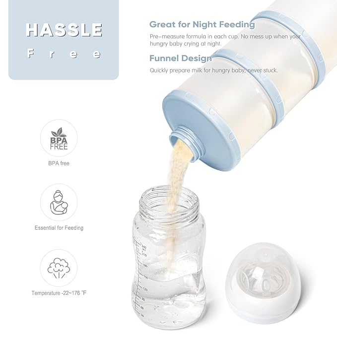 Termichy Stackable Formula Dispenser Portable Milk Powder Container, 2 Pack, Misty Blue