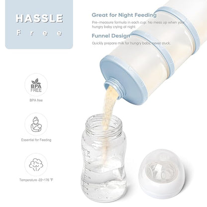 Termichy Stackable Formula Dispenser Portable Milk Powder Container, 2 Pack, Misty Blue