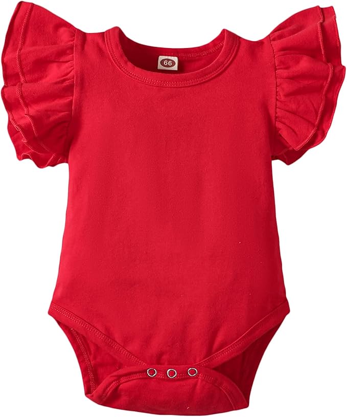 Baby Girl Solid Color Romper Infant Ruffle Sleeve Bodysuit One Piece Outfit Toddler Jumpsuit clothes